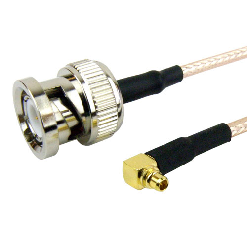 BNC Male to RA MMCX Plug Cable RG316 Coax in 120 Inch FMC0819316-120