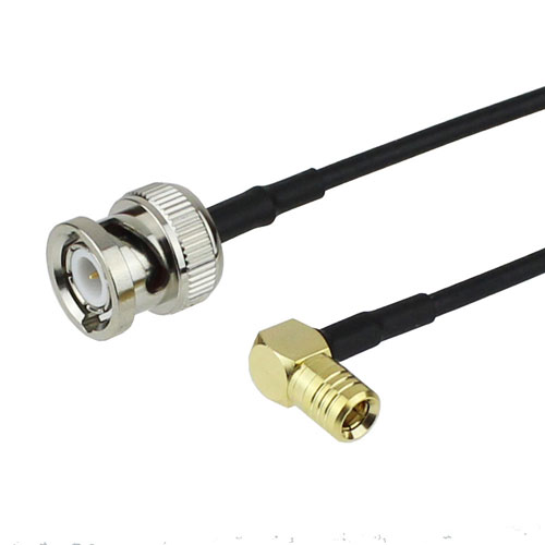 BNC Male to RA SMB Plug Cable RG-174 Coax in 12 Inch FMC0826174-12