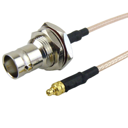 MMCX Plug (Male) to BNC Female (Jack) Bulkhead Cable M17/113-RG316 Coax Up To 3 GHz in 12 Inch FMC0938316-12