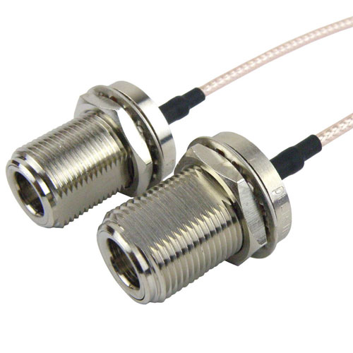 N Female Bulkhead to N Female Bulkhead Cable RG316 Coax in 24 Inch FMC1111316-24