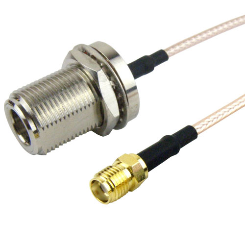 N Female (Jack) Bulkhead to SMA Female (Jack) Cable M17/113-RG316 Coax Up To 3 GHz in 24 Inch FMC1113316-24