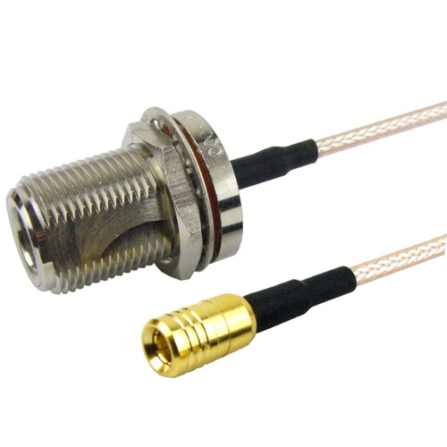 N Female Bulkhead to SMB Plug Cable RG316 Coax in 24 Inch FMC1116316-24