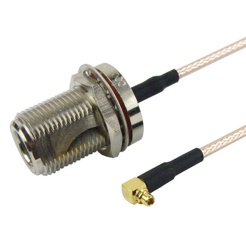 N Female Bulkhead to RA MMCX Plug Cable RG-316 Coax in 12 Inch FMC1119315-12