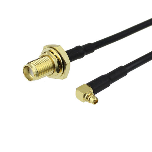 SMA Female Bulkhead to RA MMCX Plug Cable RG174 Coax in 72 Inch FMC1219174-72