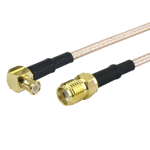 SMA Female to RA MCX Plug Cable M17/113-RG316 Coax in 12 Inch with LF Solder FMC1317316LF-12