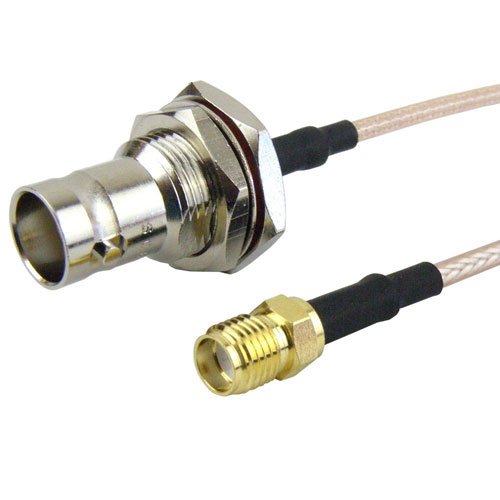 SMA Female (Jack) to BNC Female (Jack) Bulkhead Cable M17/113-RG316 Coax Up To 3 GHz in 12 Inch FMC1338316-12