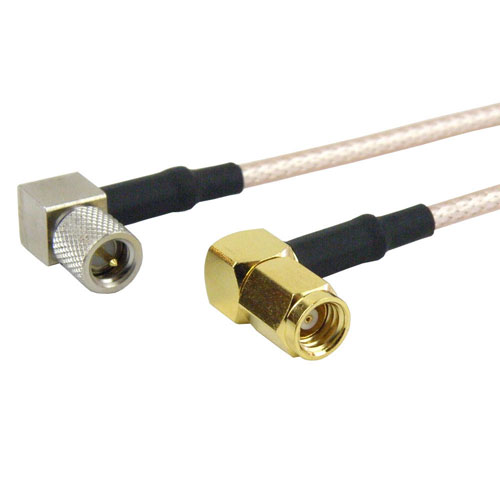 RA 10-32 Male (Plug) to RA SMC Plug (Male) Cable RG316 Coax Up To 2 GHz in 12 Inch FMC1428315-12