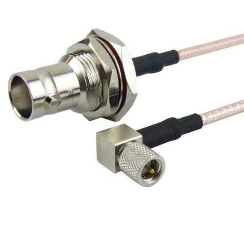 RA 10-32 Male (Plug) to BNC Female (Jack) Bulkhead Cable M17/113-RG316 Coax Up To 2 GHz in 12 Inch FMC1438316-12