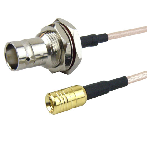 SMB Plug (Male) to BNC Female (Jack) Bulkhead Cable RG-316 Coax Up To 3 GHz, 1.35 VSWR in 36 Inch FMC1638315LF-36