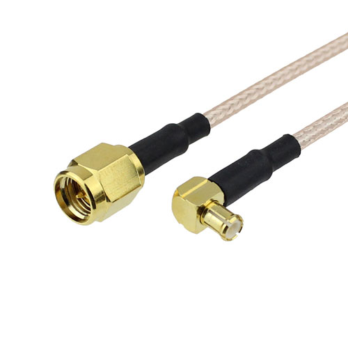 RA MCX Male (Plug) to SMA Male (Plug) Cable RG-316 Coax Up To 3 GHz, 1.5 VSWR in 24 Inch FMC1732315-24