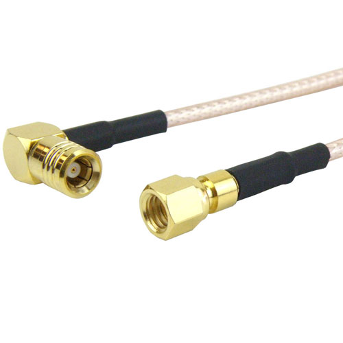 SMC Plug (Male) to RA SMB Plug (Male) Cable RG316 Coax Up To 3 GHz in 12 Inch FMC1826315-12
