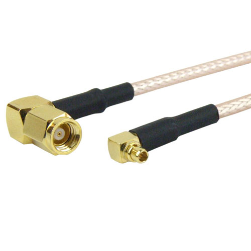RA MMCX Plug to RA SMC Plug Cable RG-316 Coax in 12 Inch with LF Solder FMC1928315LF-12