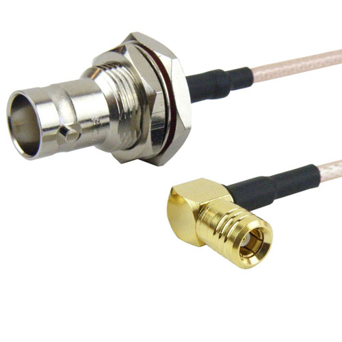 RA SMB Plug to BNC Female Bulkhead Cable RG-316 Coax in 48 Inch with LF Solder FMC2638315LF-48