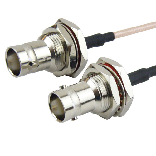 BNC Female (Jack) Bulkhead to BNC Female (Jack) Bulkhead Cable RG-316 Coax Up To 3 GHz, 1.5 VSWR in 72 Inch FMC3838316-72