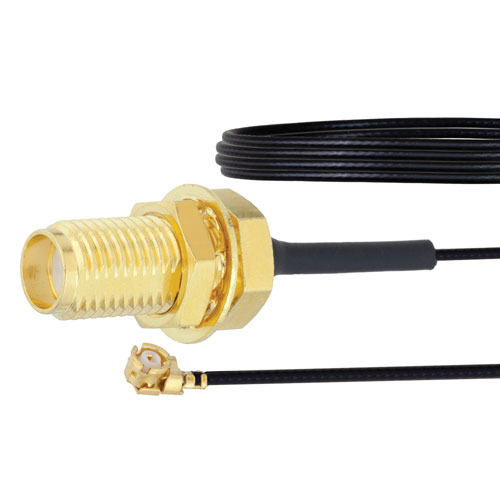 SMA Female Bulkhead to UMCX 2.5 Plug Cable 0.81mm Coax in 12 Inch with LF Solder FMCA1000-12