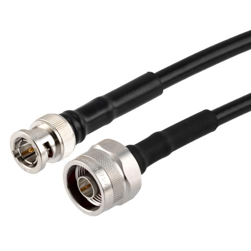 Low Loss 75 Ohm BNC Male to 75 Ohm N Male Cable 75 Ohm LMR-240-75-DB Coax in 12 Inch with Times Microwave Components FMCA100026-12