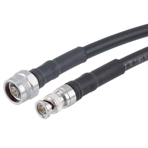 Low Loss 75 Ohm BNC Male to 75 Ohm N Male Cable 75 Ohm LMR-400-75-DB Coax in 12 Inch with Times Microwave Components FMCA100031-12