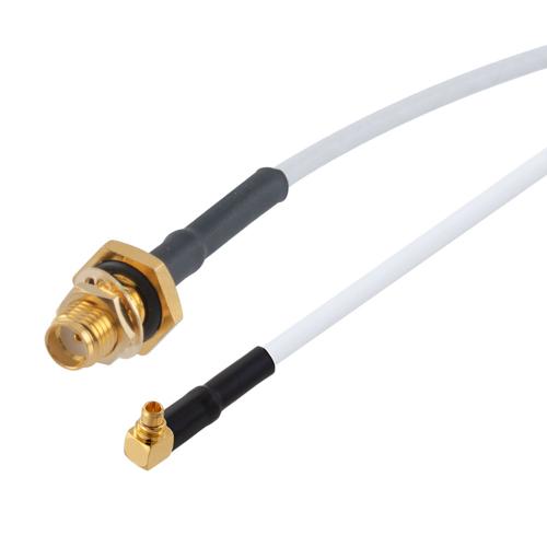SMA Female Bulkhead to RA MMCX Plug Cable RG-188 Coax FMCA100090
