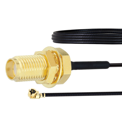 SMA Female Bulkhead to UMCX 2.5 Plug Cable 1.13mm Coax with LF Solder FMCA1001