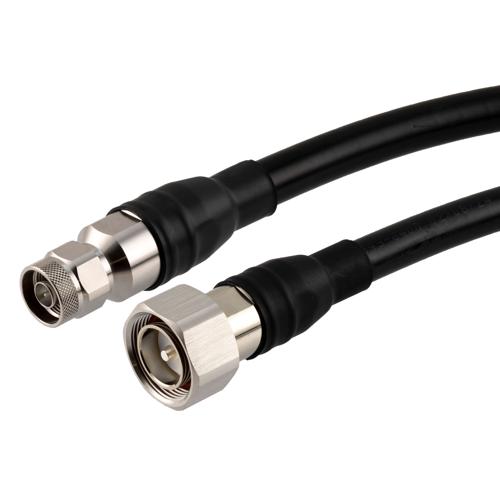Fire Rated Low PIM 7/16 DIN Male to N Male Cable TCOM-600-FR Coax in 120 Inch With Times Microwave Components FMCA100130-120