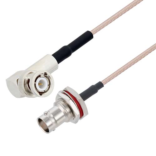 RA BNC Male to BNC Male Bulkhead Cable RG-316 Coax in 12 Inch FMCA10014-12