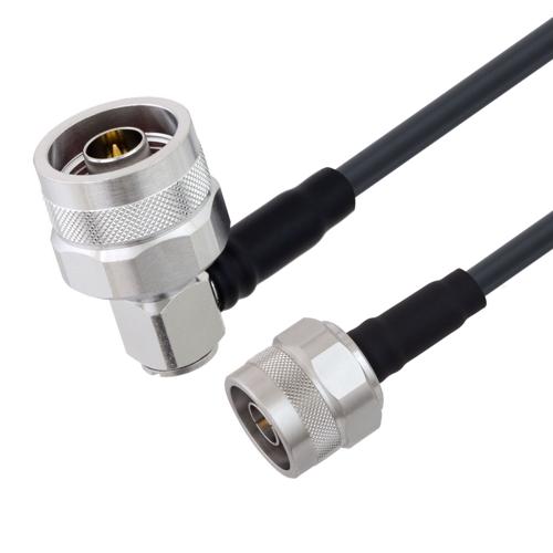 Fire Rated Low Loss N Male to RA N Male Cable TCOM-195-FR Coax in 12 Inch With Times Microwave Components FMCA100142-12