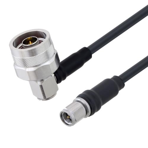 Fire Rated Low Loss RA N Male to SMA Male Cable TCOM-195-FR Coax in 36 Inch With Times Microwave Components FMCA100148-36
