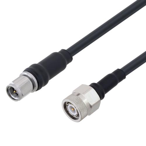 Fire Rated Low Loss SMA Male to TNC Male Cable TCOM-195-FR Coax in 12 Inch With Times Microwave Components FMCA100150-12