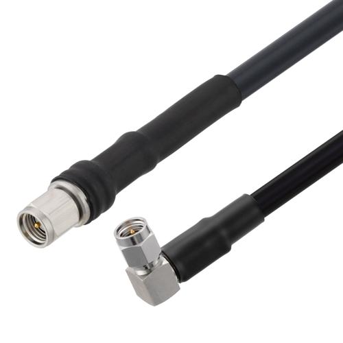 Fire Rated Low Loss SMA Male to RA SMA Male Cable TCOM-240-FR Coax in 36 Inch With Times Microwave Components FMCA100152-36