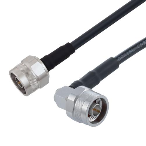 Fire Rated Low Loss N Male to RA N Male Cable TCOM-240-FR Coax in 24 Inch With Times Microwave Components FMCA100156-24