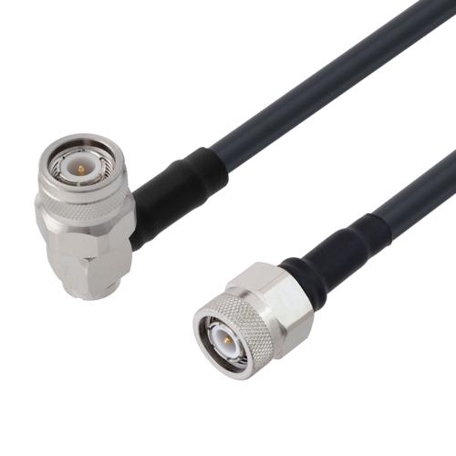 Fire Rated Low Loss TNC Male to RA TNC Male Cable TCOM-240-FR Coax in 48 Inch With Times Microwave Components FMCA100160-48