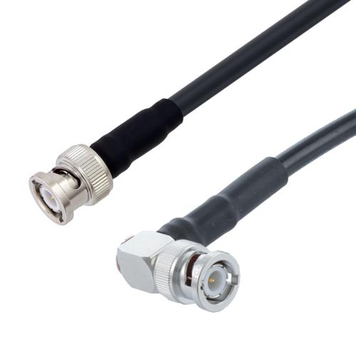 Fire Rated Low Loss BNC Male to RA BNC Male Cable TCOM-240-FR Coax With Times Microwave Components FMCA100164