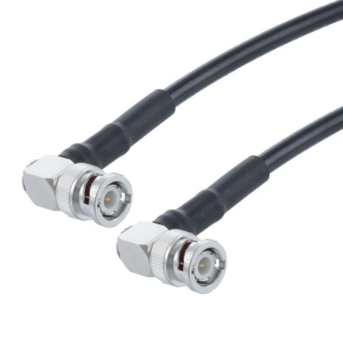 Fire Rated Low Loss RA BNC Male to RA BNC Male Cable TCOM-240-FR Coax in 24 Inch With Times Microwave Components FMCA100165-24
