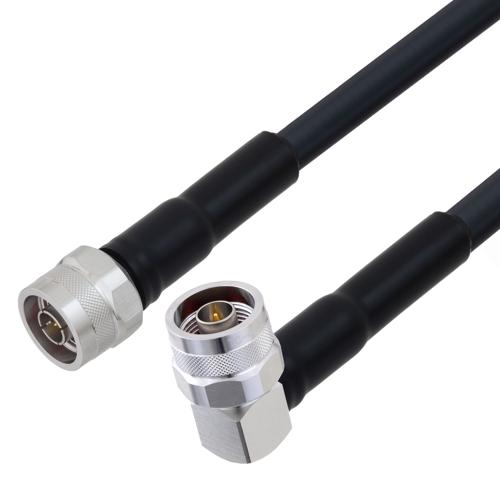 Fire Rated Low Loss N Male to RA N Male Cable TCOM-400-FR Coax in 24 Inch With Times Microwave Components FMCA100171-24
