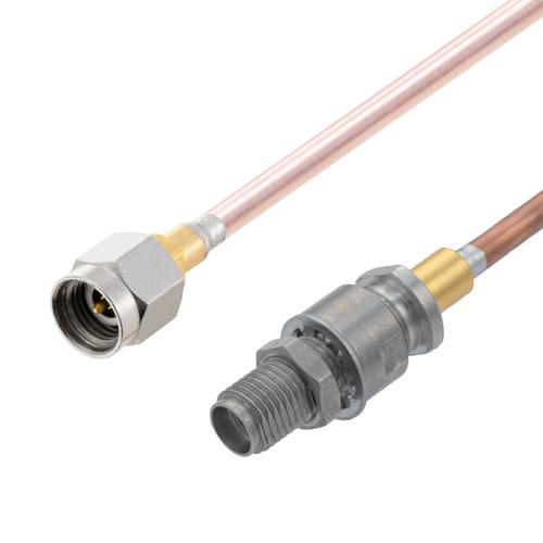 2.92mm Male to 2.92mm Female Bulkhead Cable .118 Semi-Rigid Coax in 18 Inch FMCA100185-18