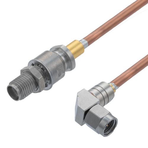 2.92mm Female Bulkhead to RA 2.92mm Male Cable .118 Semi-Rigid Coax in 24 Inch FMCA100191-24