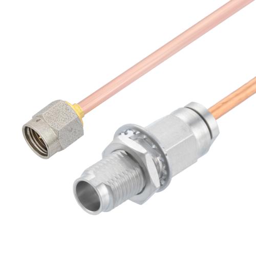 2.92mm Male to 1.85mm Female Bulkhead Cable RG405 Type .086 Semi-Rigid Coax in 12 Inch FMCA100197-12