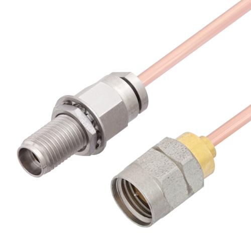 2.92mm Female Bulkhead to 1.85mm Male Cable RG405 Type .086 Semi-Rigid Coax in 36 Inch FMCA100198-36