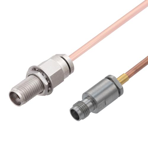 2.92mm Female Bulkhead to 1.85mm Female Cable RG405 Type .086 Semi-Rigid Coax in 12 Inch FMCA100199-12