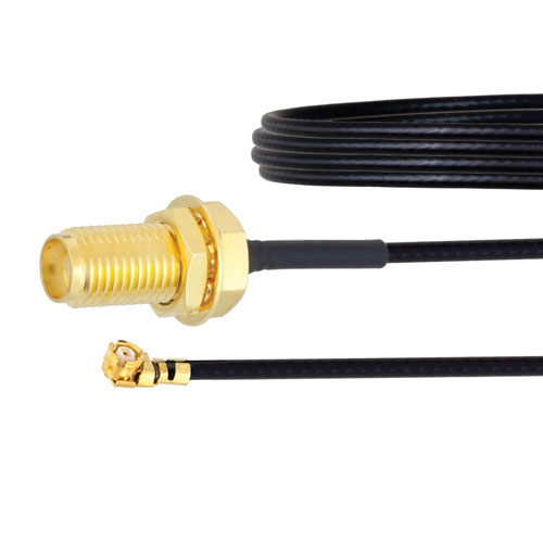 SMA Female Bulkhead to UMCX 2.5 Plug Cable 1.37mm Coax in 6 Inch with LF Solder FMCA1002-6