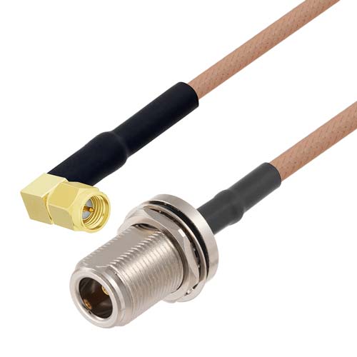 RA SMA Male to N Female Bulkhead Cable RG-400 Coax in 12 Inch FMCA10021-12