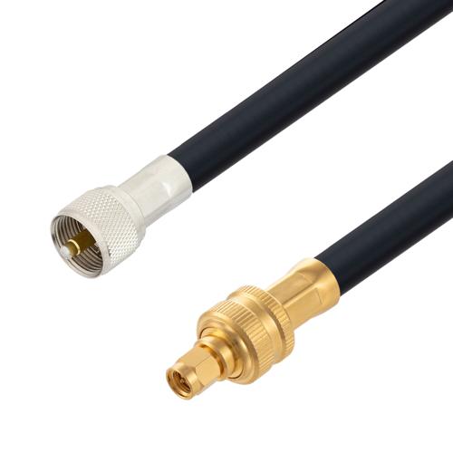 Low Loss 4.3-10 Male to 4.3-10 Male Cable LMR-400-UF Coax in 24 Inch with Times Microwave Components with LF Solder FMCA100257-24