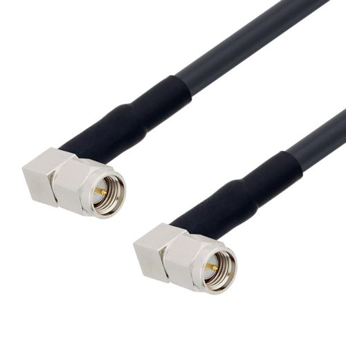 Low Loss RA SMA Male to RA SMA Male Cable LMR-195-UF Coax, 180 Degree Clocking FMCA100263