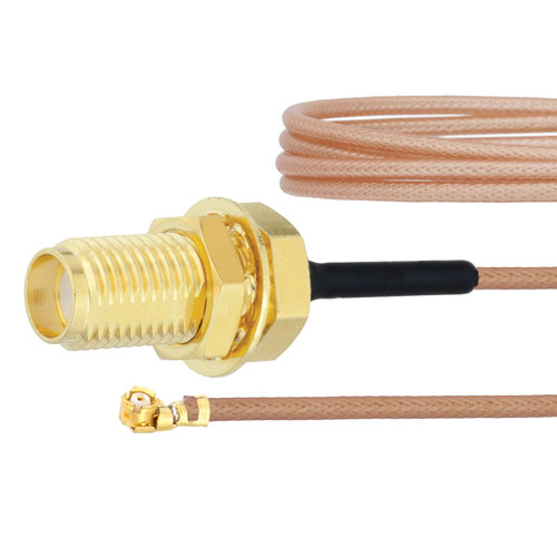 SMA Female Bulkhead to UMCX 2.5 Plug Cable RG178 Coax with LF Solder FMCA1003