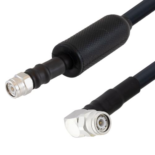 Low Loss TNC Male to RA TNC Male Weatherproof Cable LMR-400 Coax with Times Microwave Components FMCA100307/WP