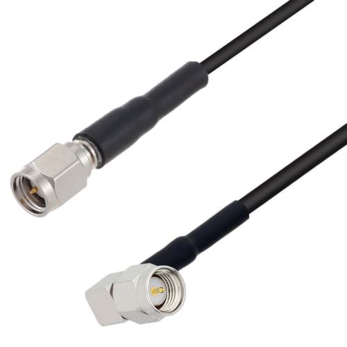 Low Loss SMA Male to RA SMA Male Cable LMR-100 Coax in 48 Inch FMCA10035-48