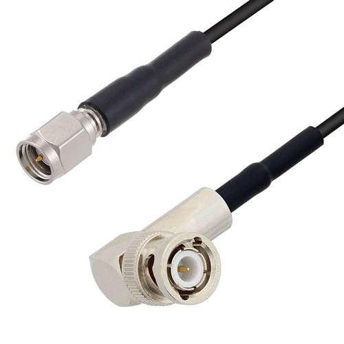 Low Loss SMA Male to RA BNC Male Cable LMR-100 Coax in 100 cm FMCA10036-100CM