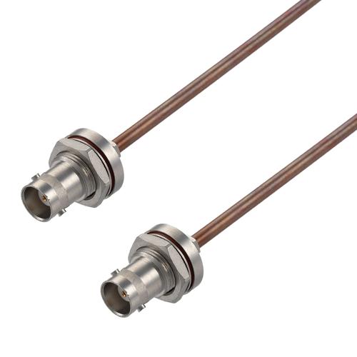 Non-Magnetic BNC Female Bulkhead to BNC Female Bulkhead Cable FM-SR141-NM Coax in 12 Inch FMCA100393-12