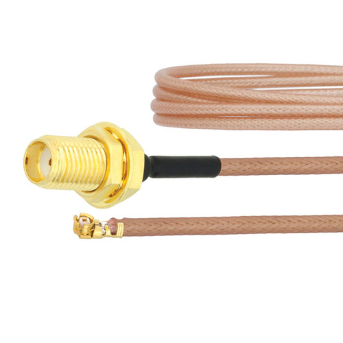 SMA Female Bulkhead to UMCX 2.5 Plug Cable RG178-DS Coax in 12 Inch with LF Solder FMCA1004-12