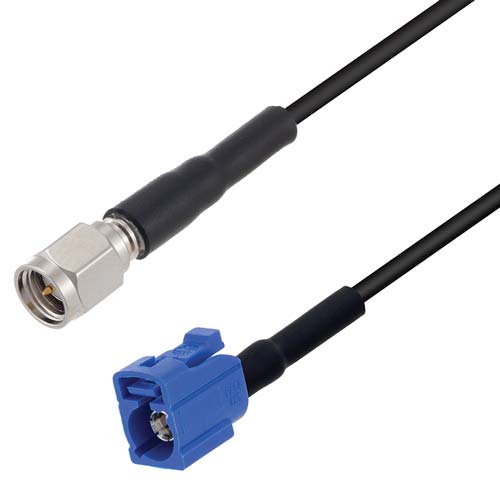 Low Loss SMA Male to FAKRA Code C / Blue Jack Cable LMR-100 Coax in 100 cm FMCA10040-100CM